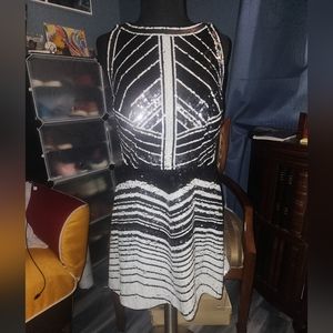 Guess NWOT Sequin Dress Size 10 Black and White